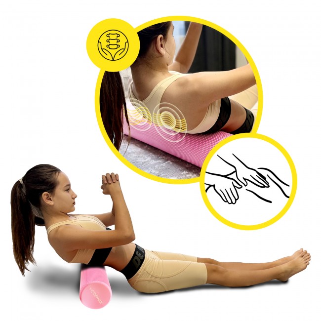 Массажный ролик Cornix EVA+ 60 x 15 см (валик, роллер) XR-0308 Pink