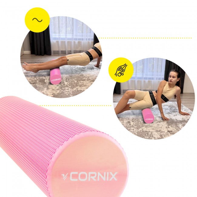 Массажный ролик Cornix EVA+ 60 x 15 см (валик, роллер) XR-0308 Pink