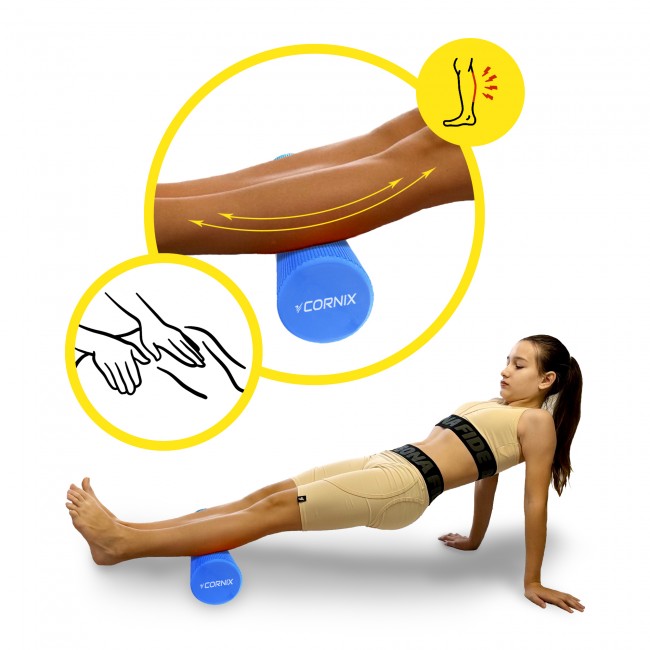 Массажный ролик Cornix EVA+ 60 x 15 см (валик, роллер) XR-0309 Navy Blue