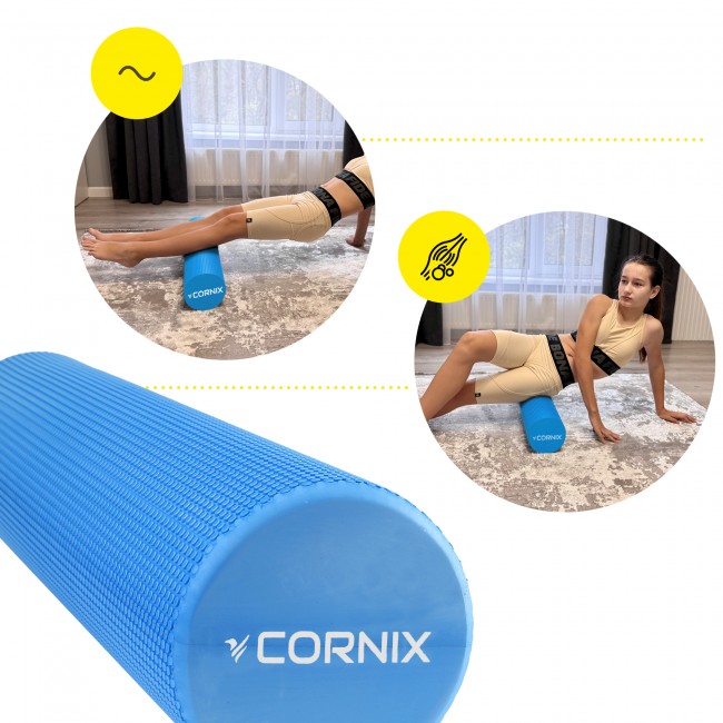 Массажный ролик Cornix EVA+ 60 x 15 см (валик, роллер) XR-0309 Navy Blue