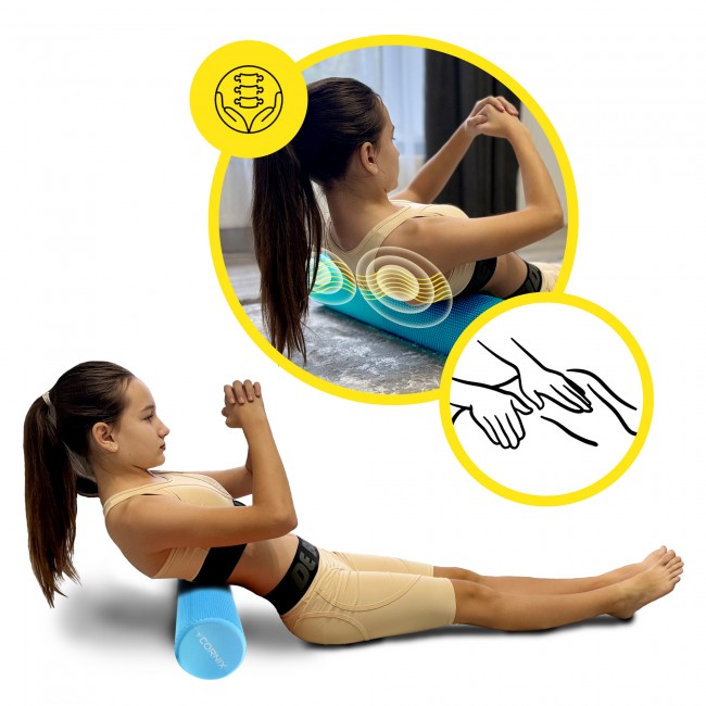 Массажный ролик Cornix EVA+ 60 x 15 см (валик, роллер) XR-0309 Navy Blue