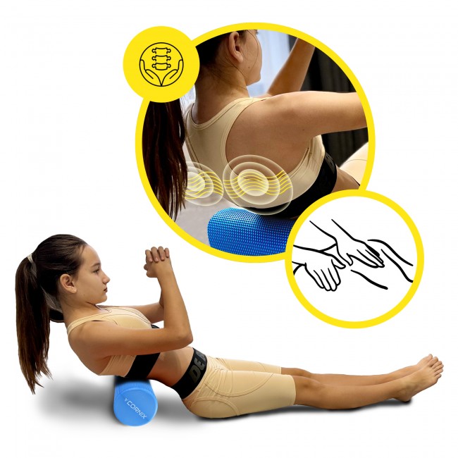 Масажний ролик Cornix EVA+ 45 x 15 см (валик, роллер) XR-0304 Navy Blue