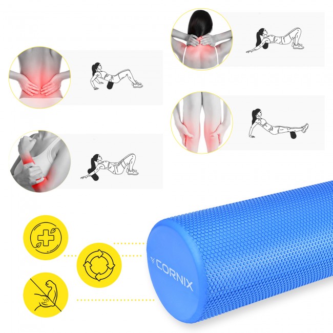 Масажний ролик Cornix EVA+ 45 x 15 см (валик, роллер) XR-0304 Navy Blue