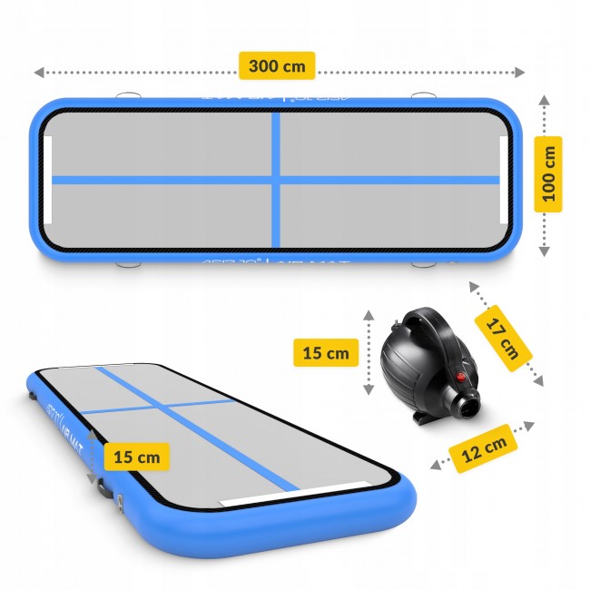 Мат надувной гимнастический 4FIZJO Air Track Mat 300 x 100 x 15 cм White/Blue (P-5907739311771)