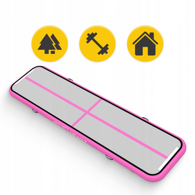 Мат надувной гимнастический 4FIZJO Air Track Mat 400 x 100 x 15 см White/Pink (P-5907739311788)
