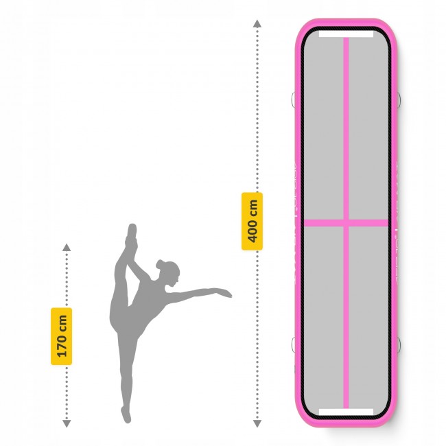 Мат надувной гимнастический 4FIZJO Air Track Mat 400 x 100 x 15 см White/Pink (P-5907739311788)