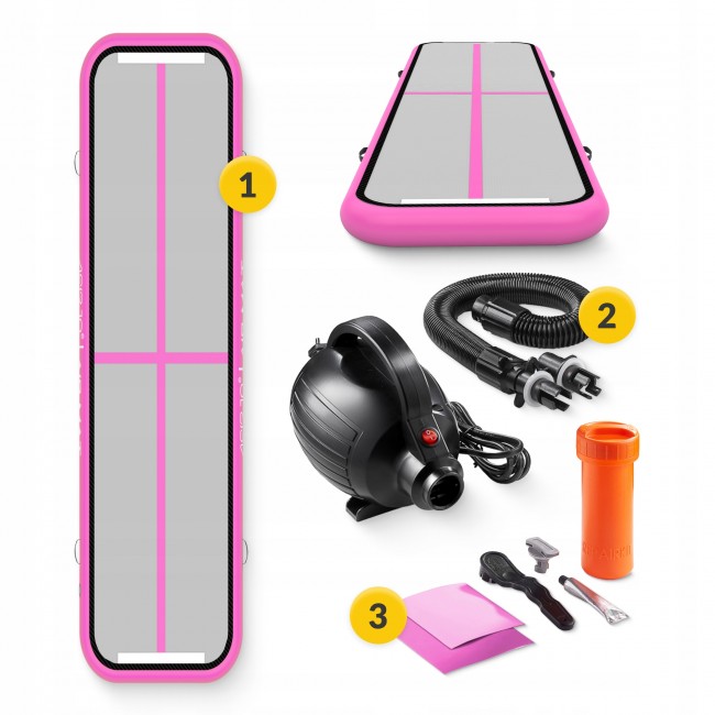 Мат надувной гимнастический 4FIZJO Air Track Mat 400 x 100 x 15 см White/Pink (P-5907739311788)
