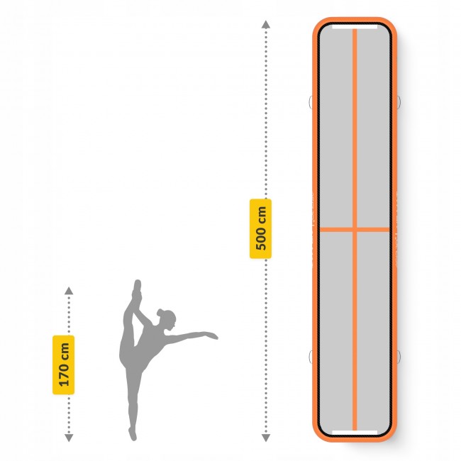 Мат гімнастичний надувний 4FIZJO Air Track Mat 500 x 100 x 15 см White/Orange (P-5907739311795)