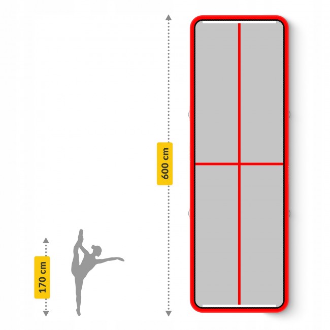Мат надувной гимнастический 4FIZJO Air Track Mat 600 x 200 x 20 см White/Red (P-5907739312044)