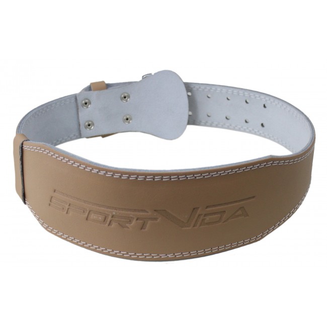 Пояс для важкої атлетики з екокожі SportVida SV-AG0071 (M) Beige
