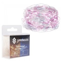 Гирлянда на батарейках Springos 1.9 м 20 LED CL0013 Cold White/Pink
