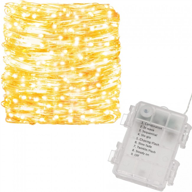 Гирлянда водопад (штора) на батарейках Springos 3 x 3 м 300 LED CL0183 Warm White