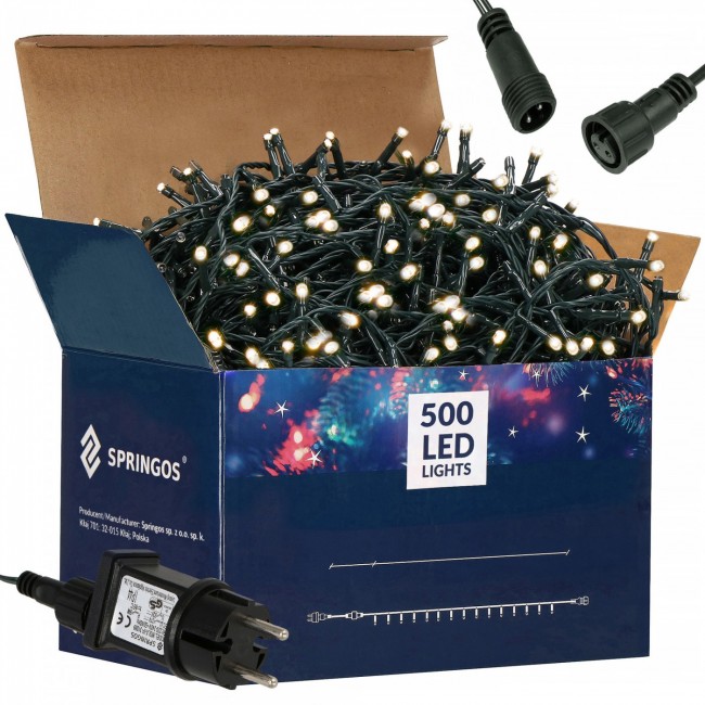 Гирлянда уличная (наружная) Springos 25 м 500 LED CL0521 Warm White