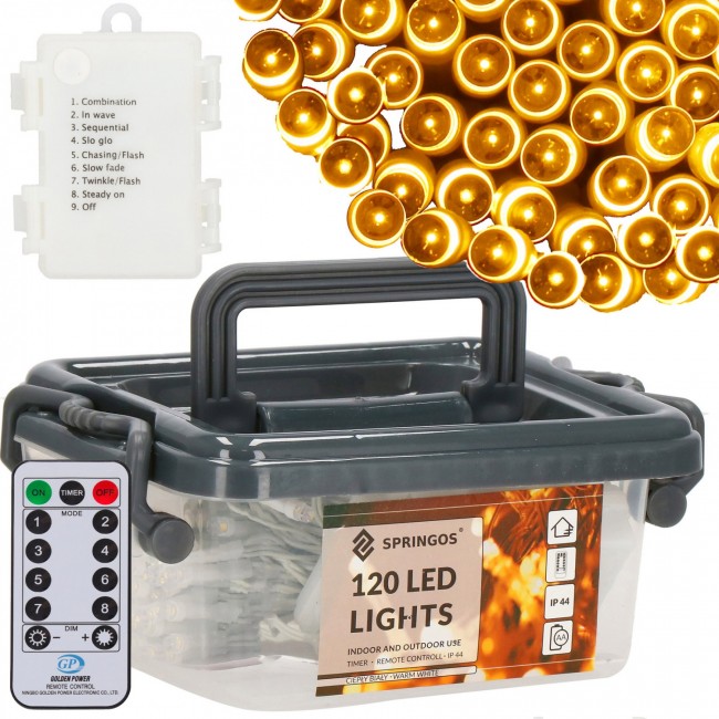 Гирлянда на батарейках Springos 9 м 120 LED CL0171 Warm White