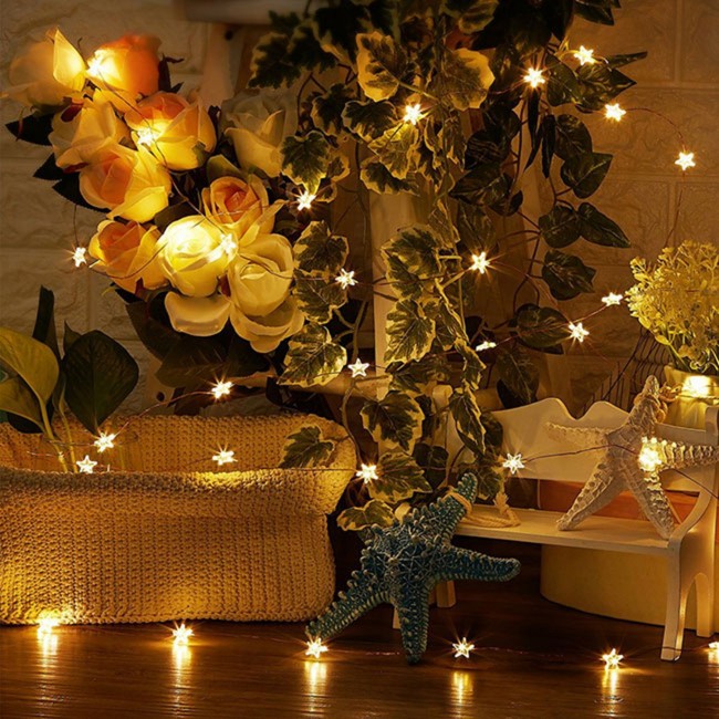 Гирлянда на батарейках Springos Stars Wire 1.9 м 20 LED CL0070 Warm White