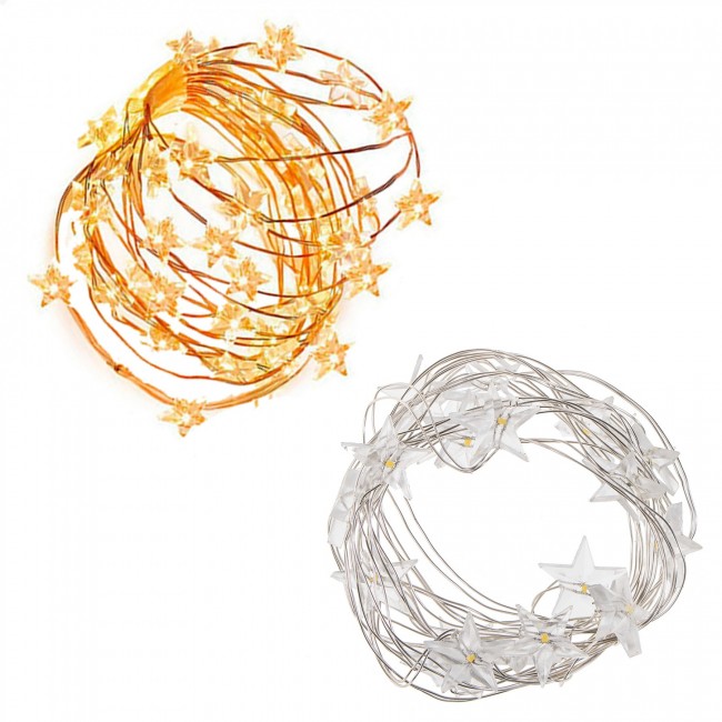 Гирлянда на батарейках Springos Stars Wire 1.9 м 20 LED CL0070 Warm White
