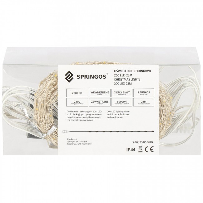 Гирлянда Springos 20 м 200 LED CL0082 Warm White