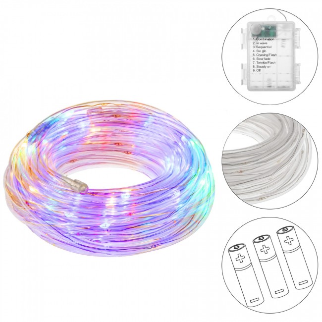 Гирлянда дюралайт на батарейках Springos Rope Lights 5 м 50 LED CL0856 Mix