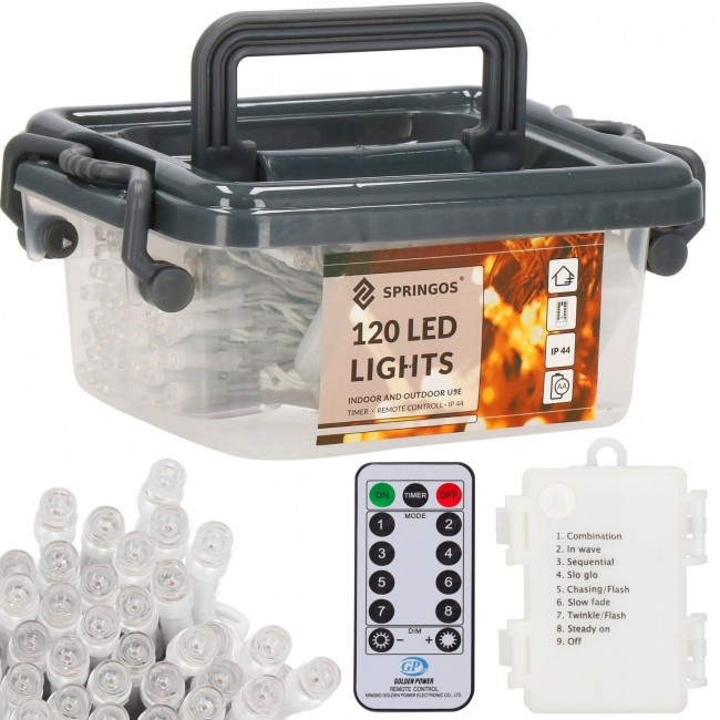 Гирлянда на батарейках Springos 9 м 120 LED CL0172 Cold White