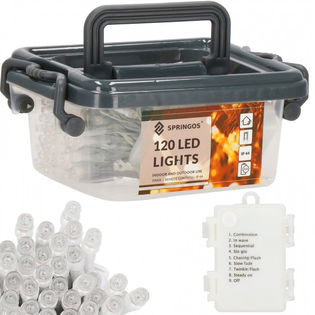 Гирлянда на батарейках Springos 9 м 120 LED CL0172 Cold White