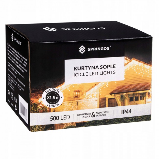 Гирлянда бахрома уличная (наружная) Springos 20 м 500 LED Pilot CL504 Cold White