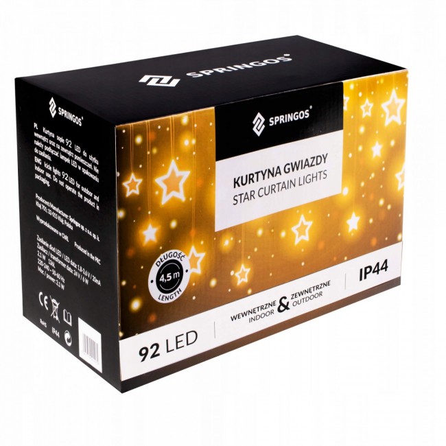 Гирлянда бахрома уличная (наружная) Springos 2 м 92 LED CL4010 Warm White
