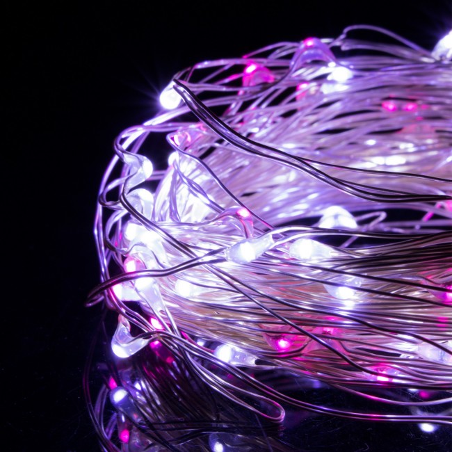 Гирлянда на батарейках Springos 9.9 м 100 LED CL0025 Cold White/Pink