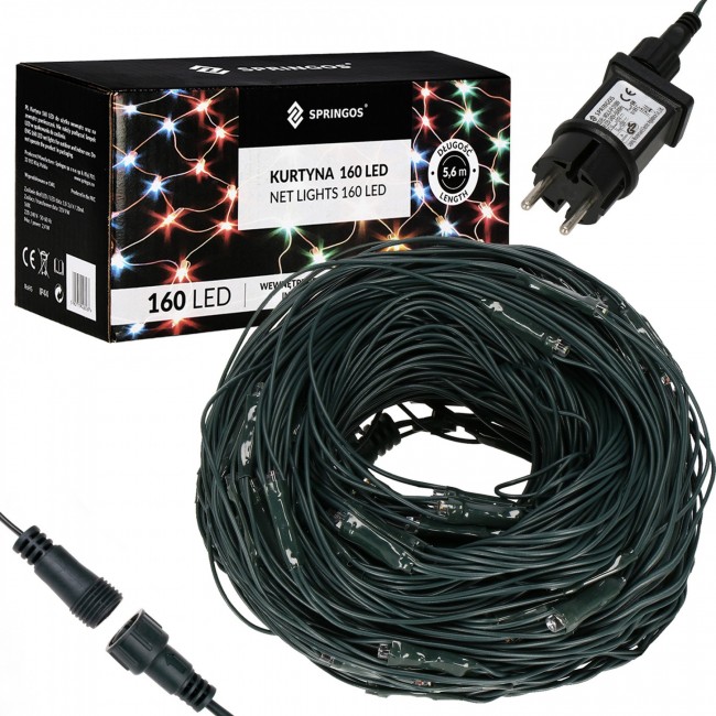 Гирлянда сетка Springos 2 x 2.6 м 160 LED CL4014 Mix