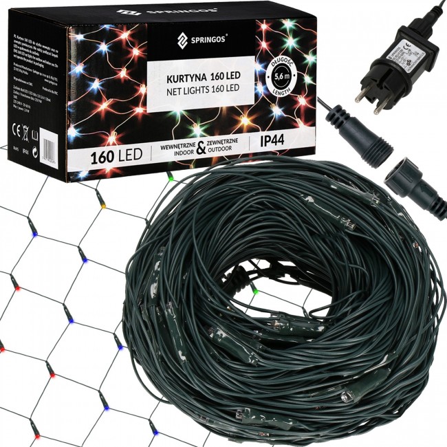 Гирлянда сетка Springos 2 x 2.6 м 160 LED CL4014 Mix