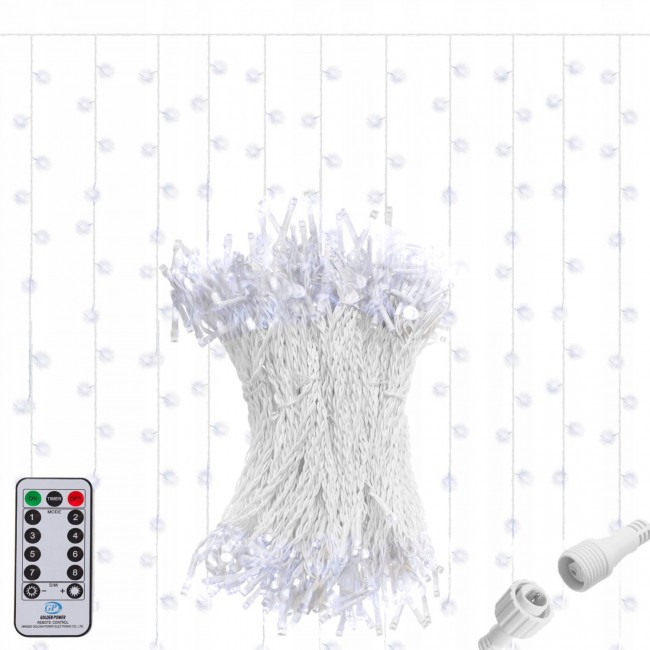 Гирлянда бахрома уличная (наружная) Springos 3 x 3 м 306 LED Pilot CL4000 Cold White