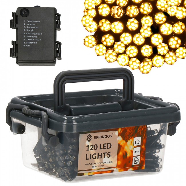 Гирлянда на батарейках Springos 9 м 120 LED CL0174 Warm White
