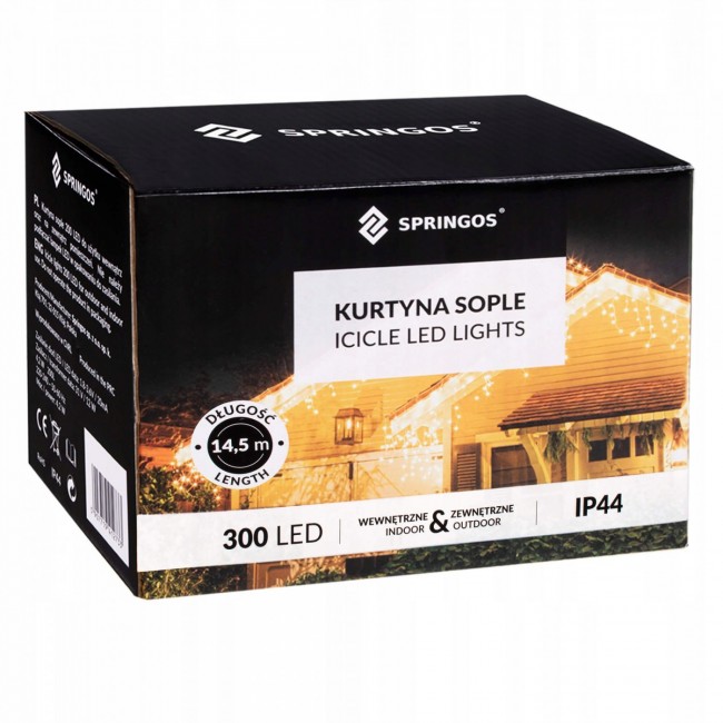Гирлянда бахрома уличная (наружная) Springos 12 м 300 LED Pilot CL306 Blue
