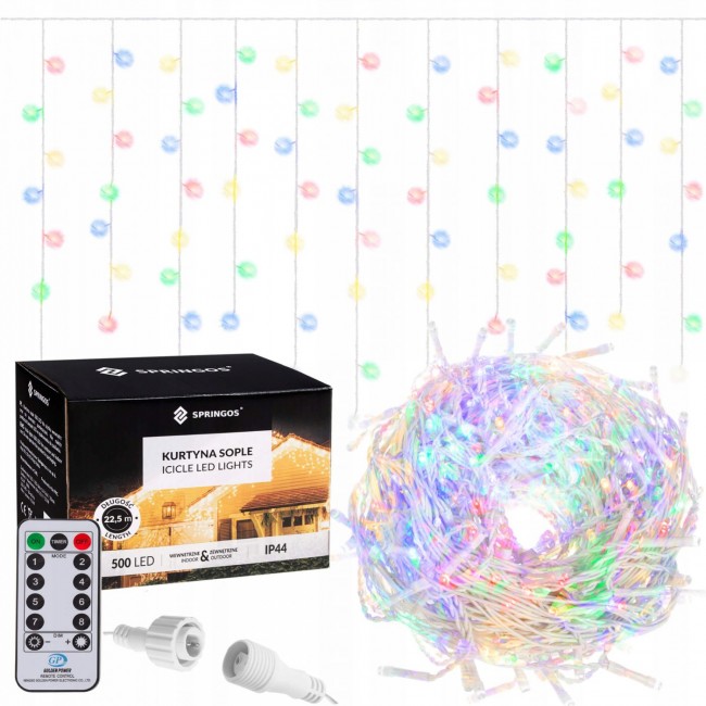 Гирлянда бахрома уличная (наружная) Springos 20 м 500 LED Pilot CL507 Mix
