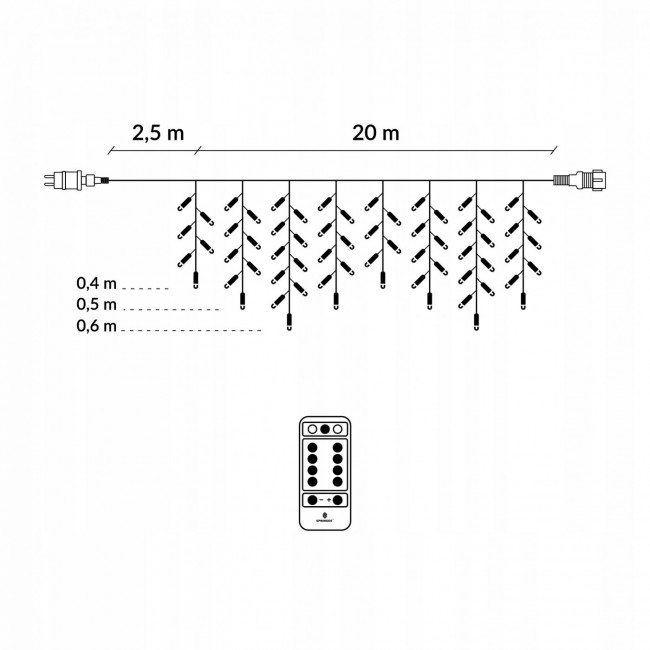 Гирлянда бахрома уличная (наружная) Springos 20 м 500 LED Pilot CL507 Mix