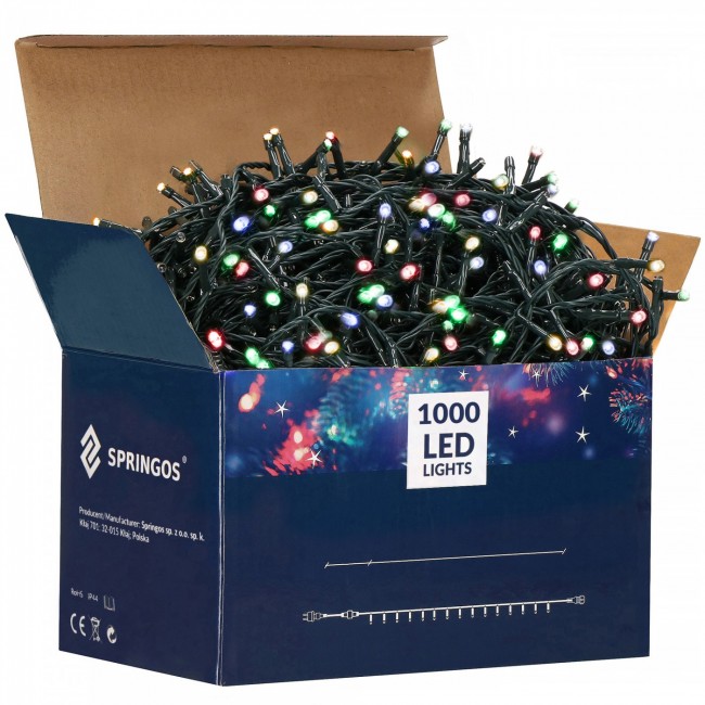 Гирлянда уличная (наружная) Springos 50 м 1000 LED CL1002 Mix