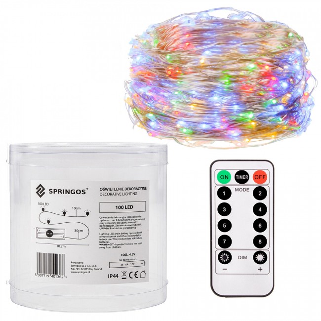 Гирлянда на батарейках Springos 9.9 м 100 LED Pilot CL0104 Mix