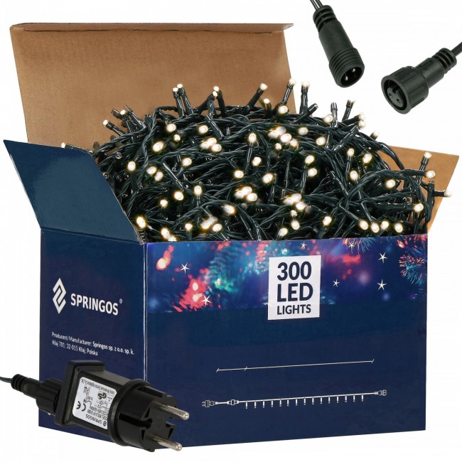 Гирлянда уличная (наружная) Springos 15 м 300 LED CL0321 Warm White