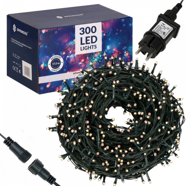Гирлянда уличная (наружная) Springos 15 м 300 LED CL0321 Warm White