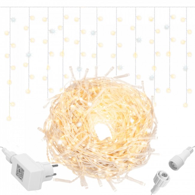 Гирлянда бахрома уличная (наружная) Springos 20 м 500 LED + Flash CL0517 Warm White