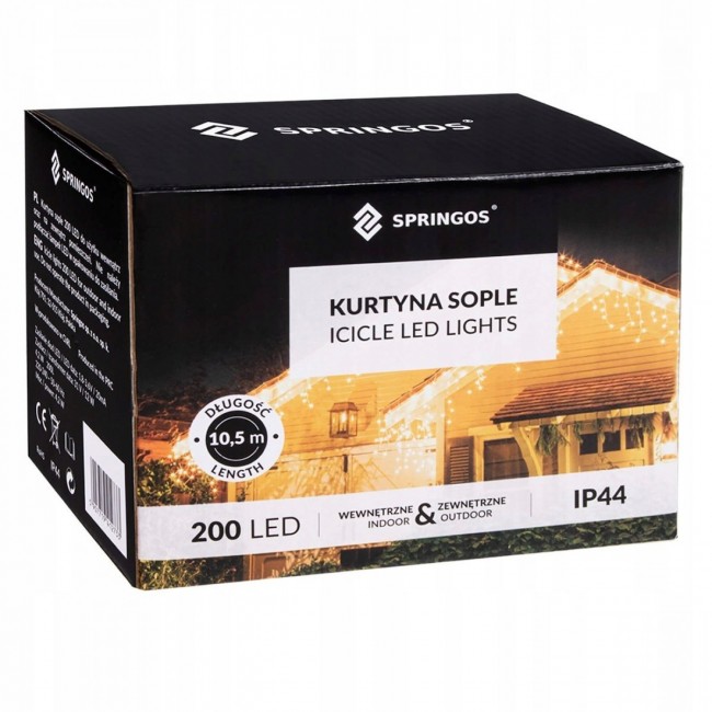 Гирлянда бахрома уличная (наружная) Springos 8 м 200 LED CL0202 Blue