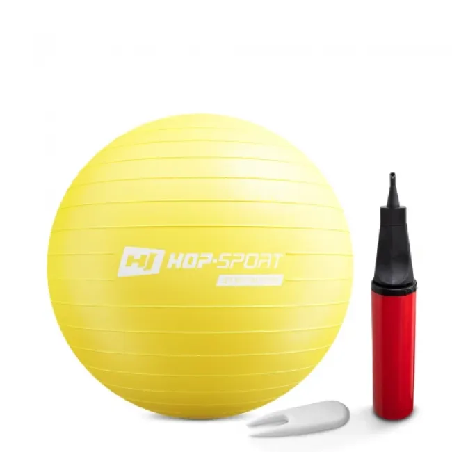 Фітбол Hop-Sport 55см жовтий + насос 2020 Фітбол Hop-Sport 55см жовтий + насос 2020