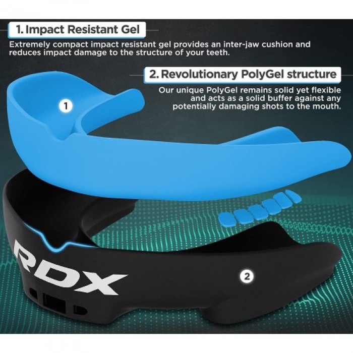 Капа боксерська RDX Gel 3D Pro Black/Blue Junior