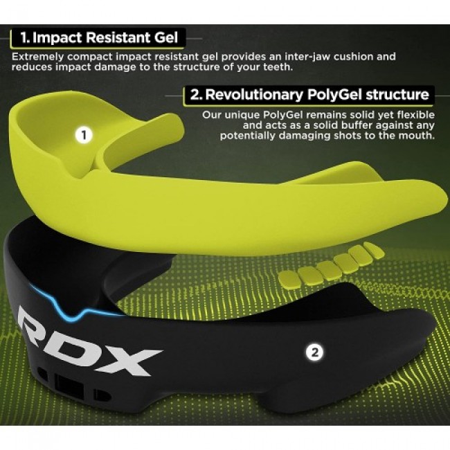 Капа боксерская RDX Gel 3D Pro Black/Green Junior