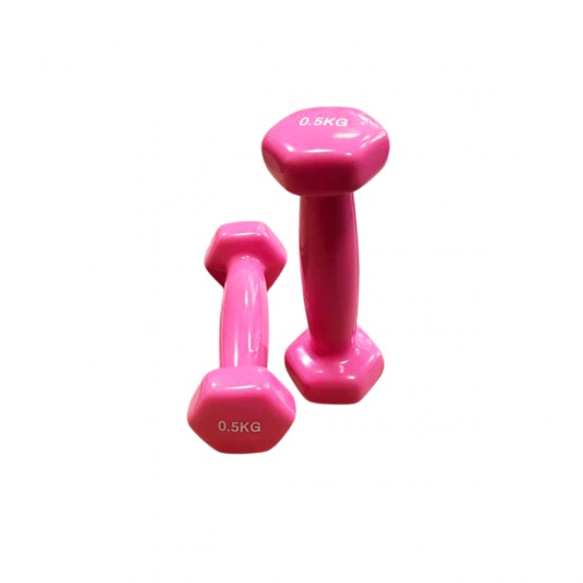 Гантель для фітнесу 0,5 кг 1шт з вініловим покриттям Generation Fitness FF51D3A-0.5kg (рожевий)
