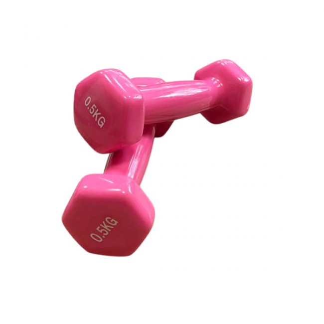 Гантель для фітнесу 0,5 кг 1шт з вініловим покриттям Generation Fitness FF51D3A-0.5kg (рожевий)