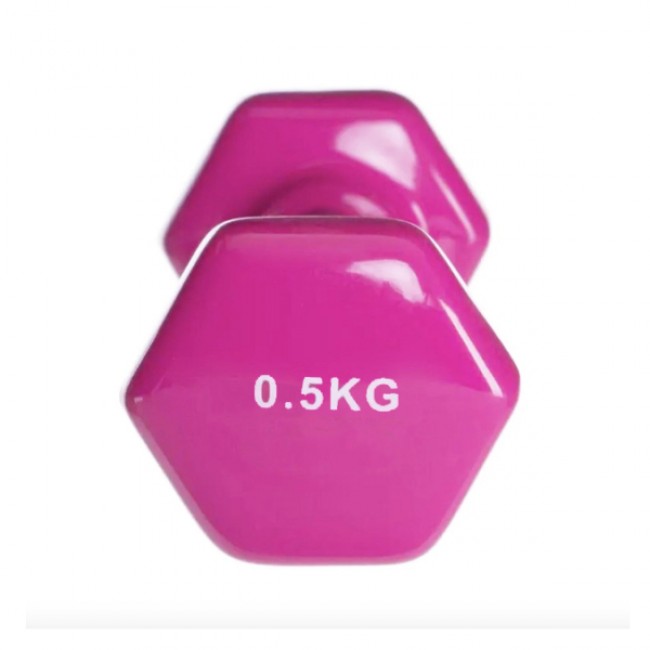 Гантель для фітнесу 0,5 кг 1шт з вініловим покриттям Generation Fitness FF51D3A-0.5kg (рожевий)