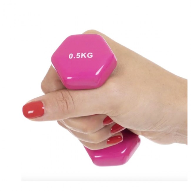 Гантель для фітнесу 0,5 кг 1шт з вініловим покриттям Generation Fitness FF51D3A-0.5kg (рожевий)