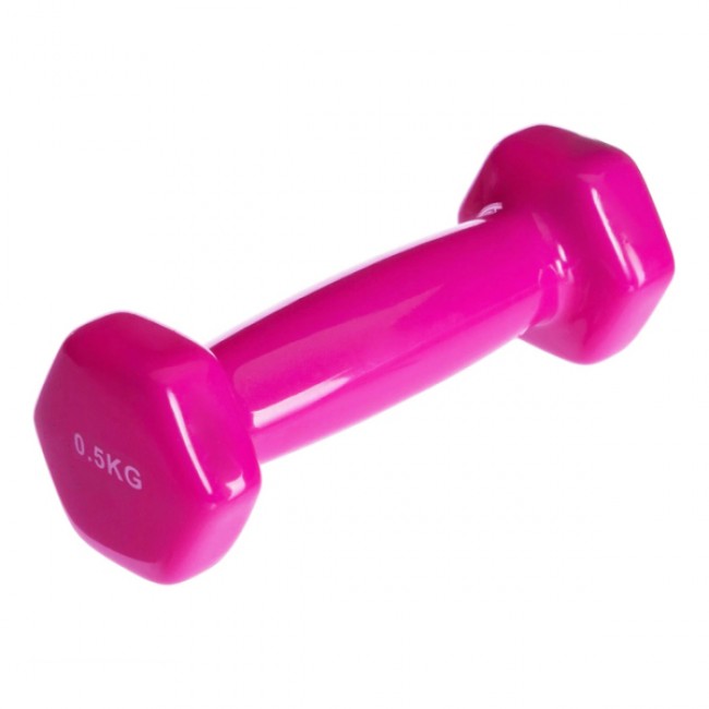 Гантель для фітнесу 0,5 кг 1шт з вініловим покриттям Generation Fitness FF51D3A-0.5kg (рожевий)