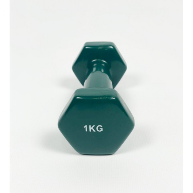 Гантель для фітнесу 1 кг 1шт з вініловим покриттям Generation Fitness FF51D3A-1kg (темно-зелений)
