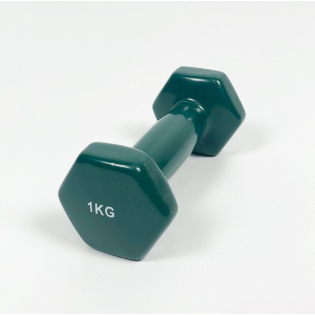 Гантель для фітнесу 1 кг 1шт з вініловим покриттям Generation Fitness FF51D3A-1kg (темно-зелений)